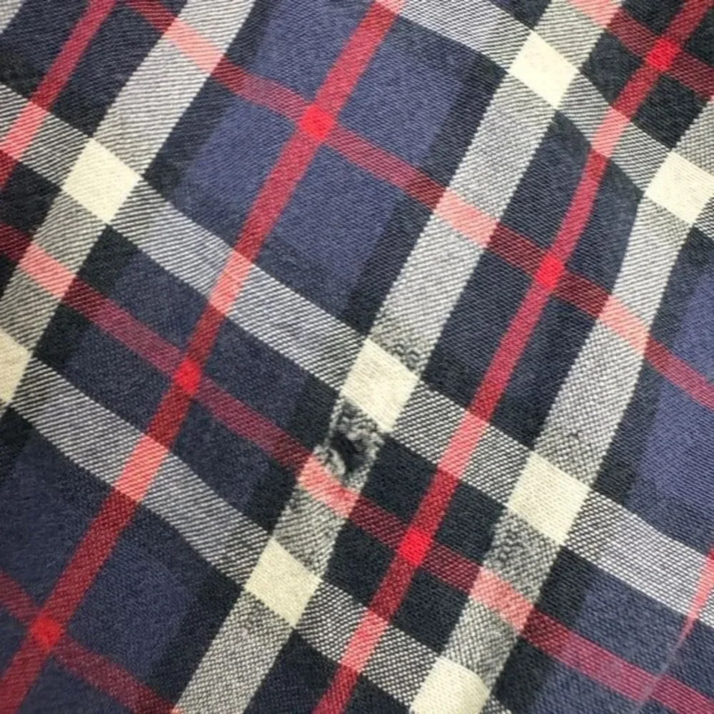 J.Crew Slim Fit Button Down Shirt Mens XL Blue Red Gray Plaid Cotton Casual Top